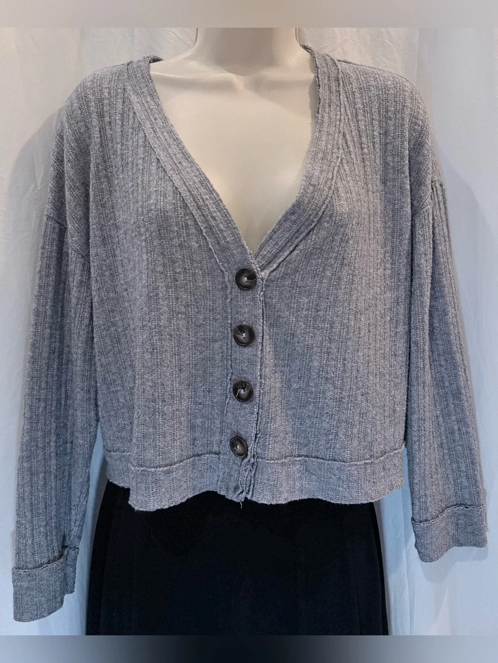 HASHTTAG Ribbed Cropped Cardigan - Picture 1 of 4